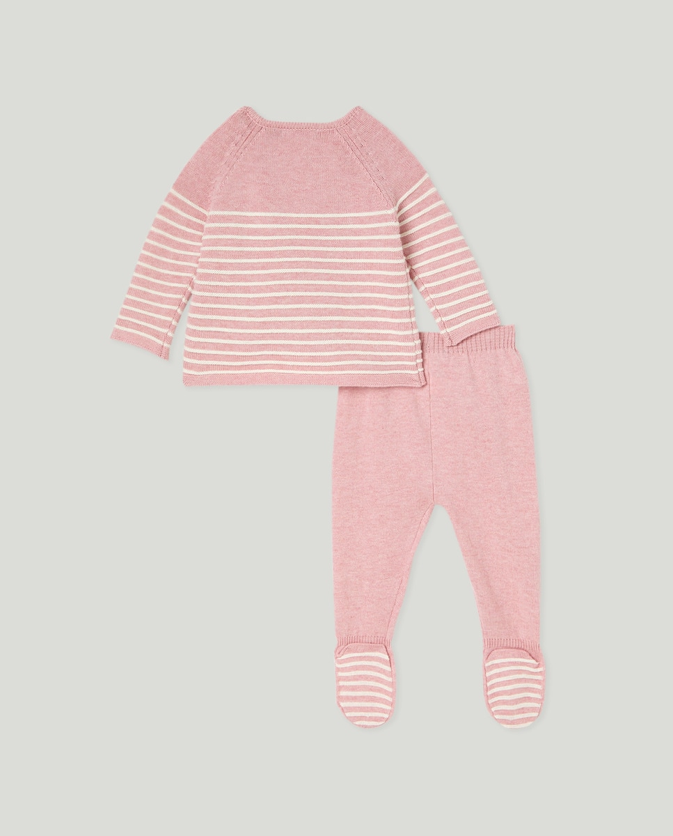 Conjunto Cruzado de Bebé às Riscas Rosa-2