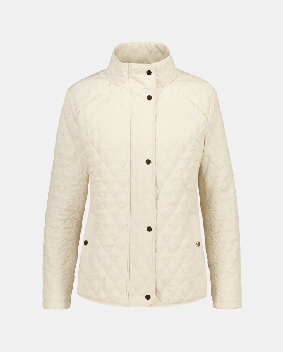 Parka Acolchoada com Gola Chaminé Bege-4