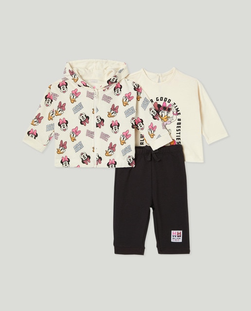 Imagen 0 de Conjunto de tres piezas de bebé niña con estampado Minnie