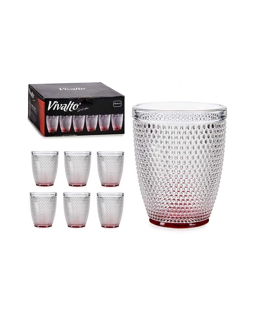 Imagen 0 de Pack 6 vasos cristal puntos agua 300ml rojo