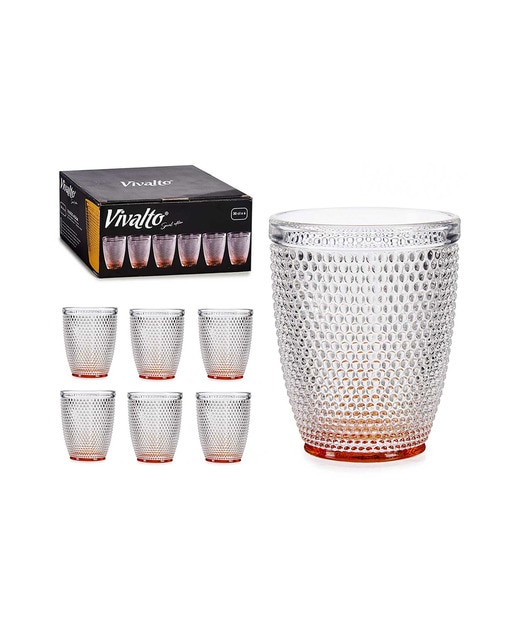 Imagen 0 de Pack 6 vasos cristal puntos agua 300ml ámbar
