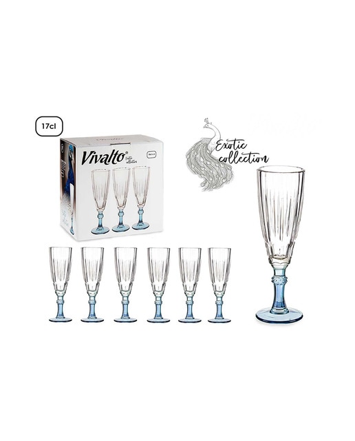 Imagen 0 de Pack 6 copas cava color azul 170ml