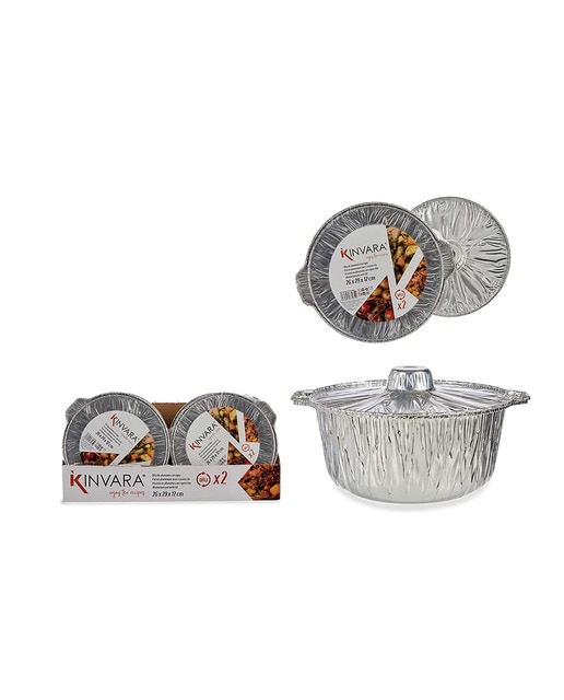 Imagen 0 de Set 2 ollas aluminio con tapa mediana