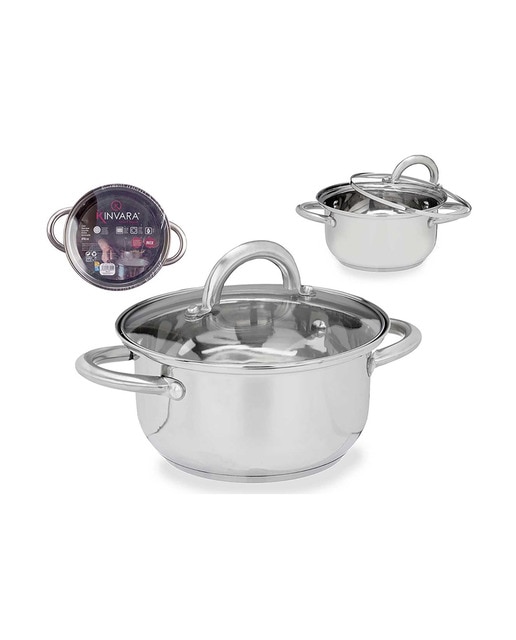 Imagen 0 de Cacerola acero inox ss201 18 cm y tapa cristal