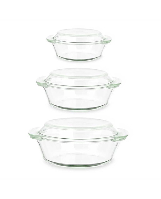 Imagen 0 de Set 3 cacerolas borosilicato 700 1000 1500ml