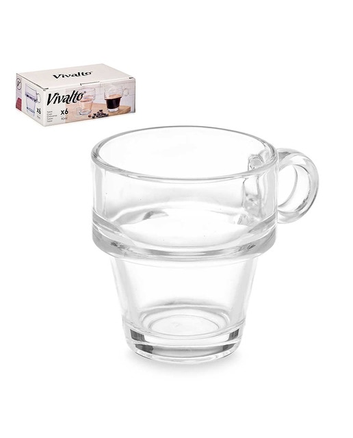 Imagen 0 de Pack 6 tazas café apilable 90ml