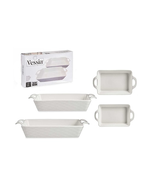 Imagen 0 de Set 2 bandejas porcelana rectangulares asas abiertas