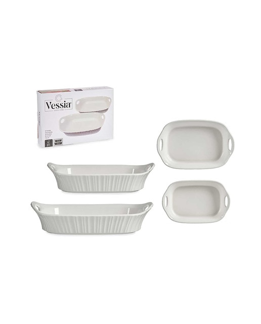 Imagen 0 de Set 2 bandejas porcelana rectangulares asas abiertas