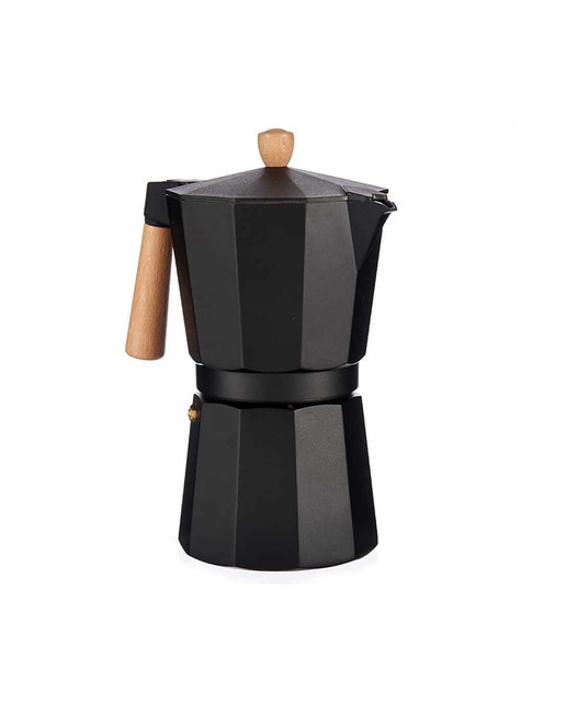 Imagen 0 de Cafetera aluminio 12 tazas negra asa madera