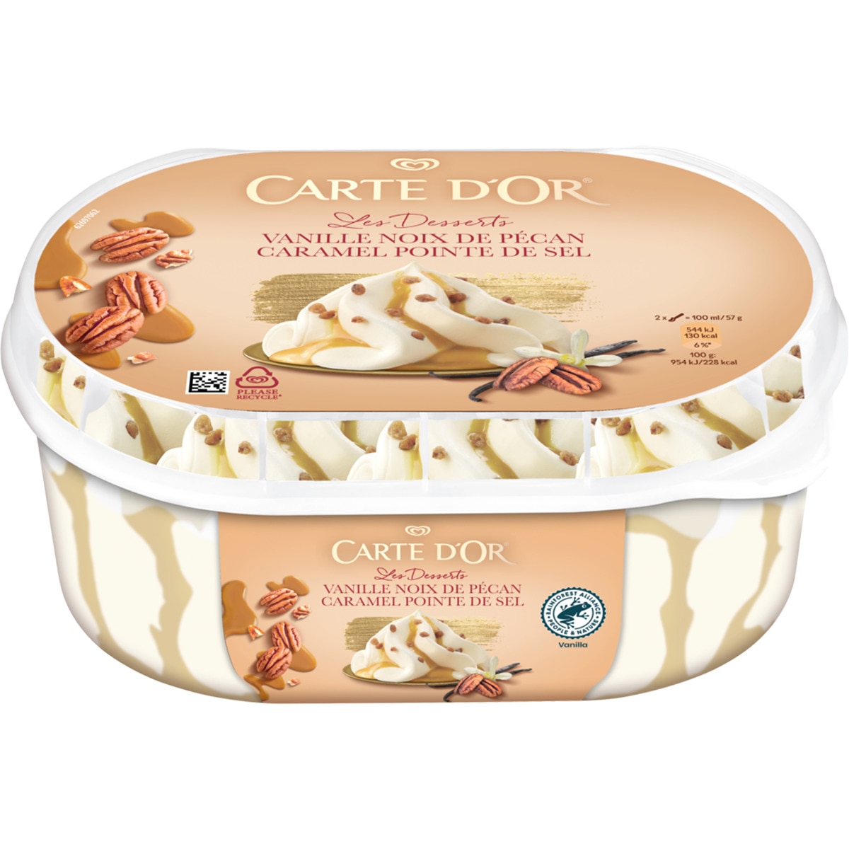 Gelado de Vanilla e Noz Pécan Les Desserte embalagem 825 ml