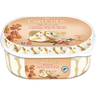 Gelado de Vanilla e Noz Pécan Les Desserte embalagem 825 ml - Carte D'or