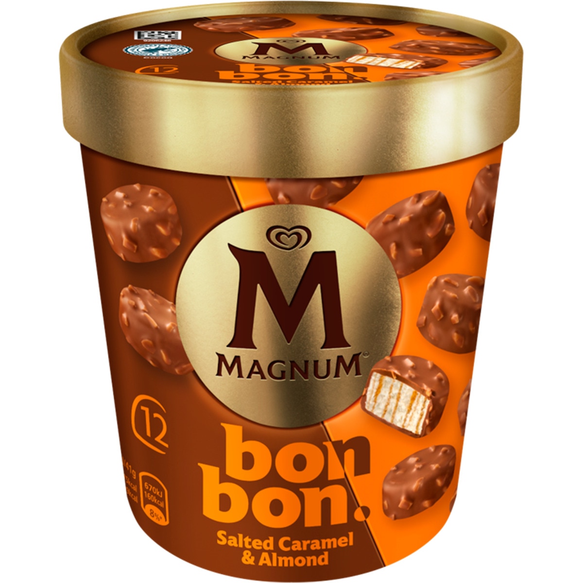 Gelado Bombons de Caramelo Salgado & Amêndoas embalagem 204 ml