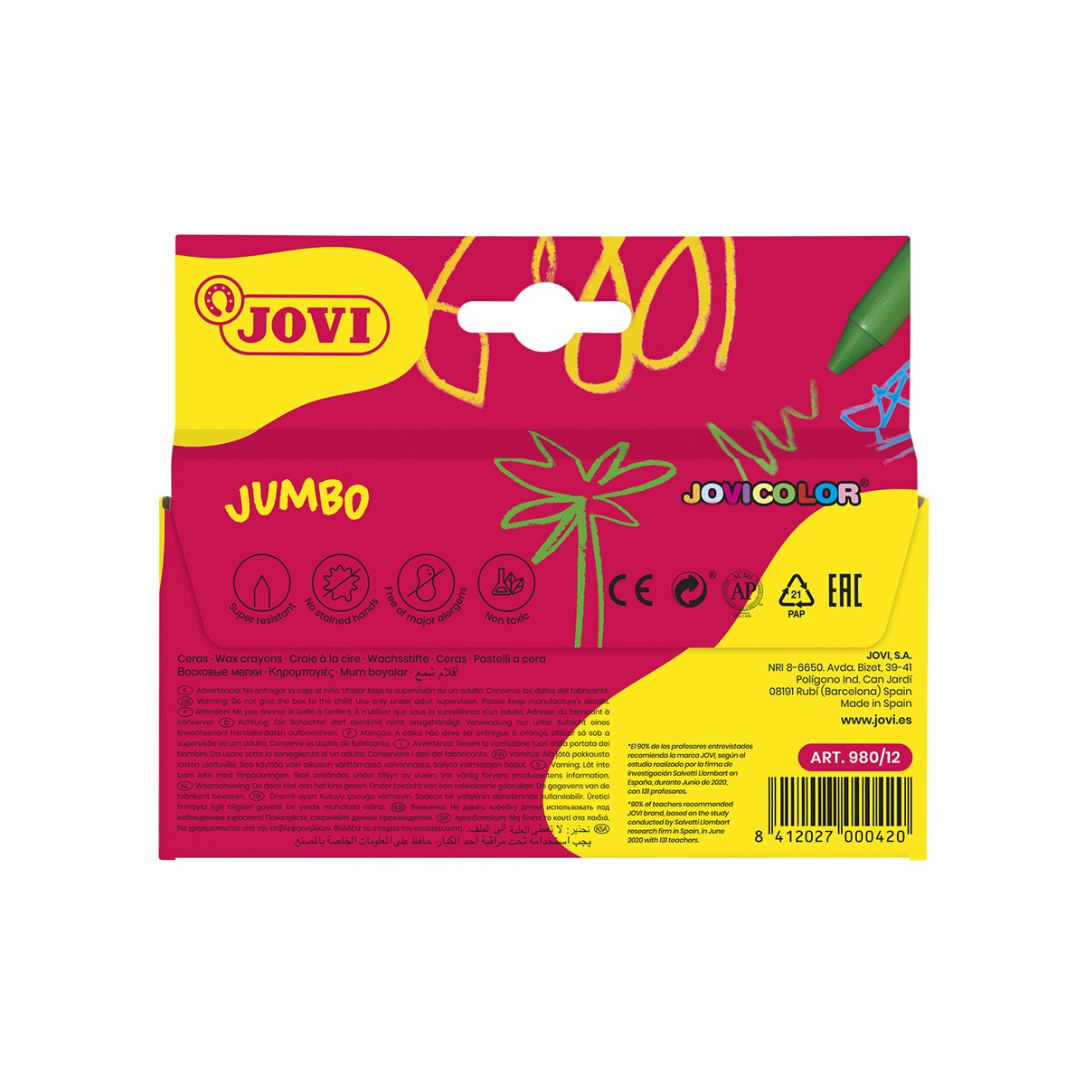 WAX CRAYONS JUMBO 12 ceras Jovi Multicolor Multicolor-2