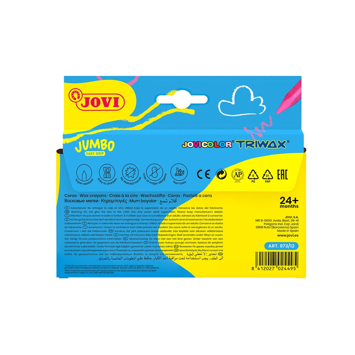 JUMBO EASY GRIP 12 lápis de cor Jovi Multicolor Multicolor-2