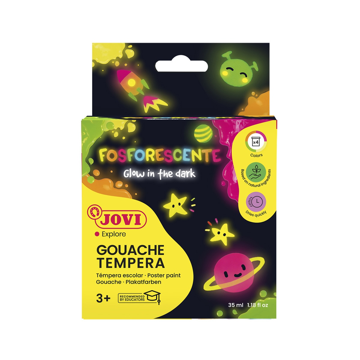 GOUACHE TEMPERA + 4 botes Jovi Fosforescente Multicolor-1