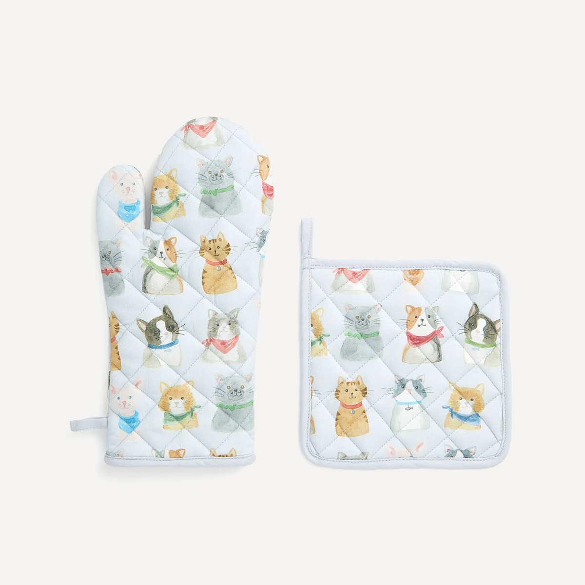 Conjunto de Luva e Pega em Algodão Gatinhos Multicolor-1
