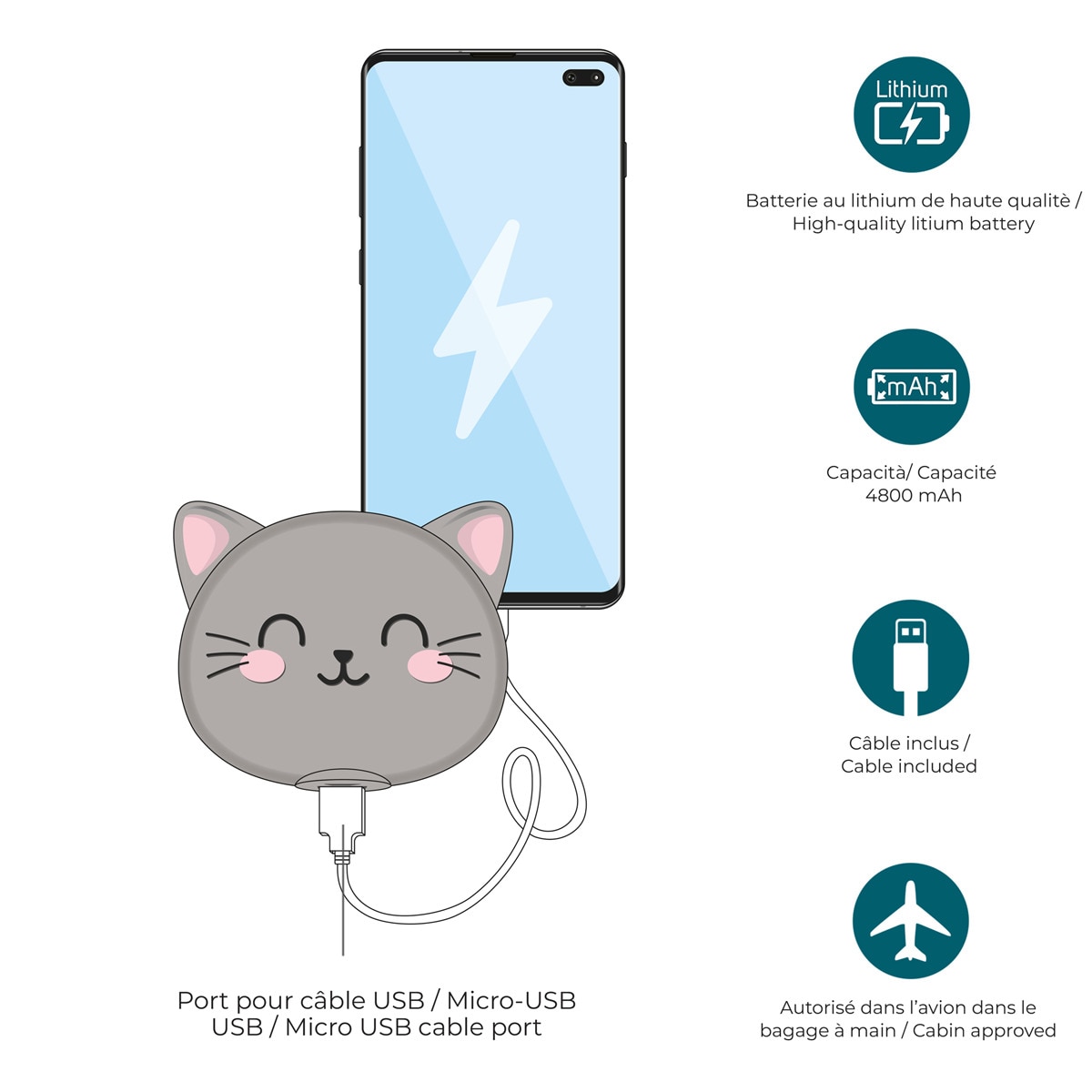 Bateria externa Legami Kitty 4800 mAh 2