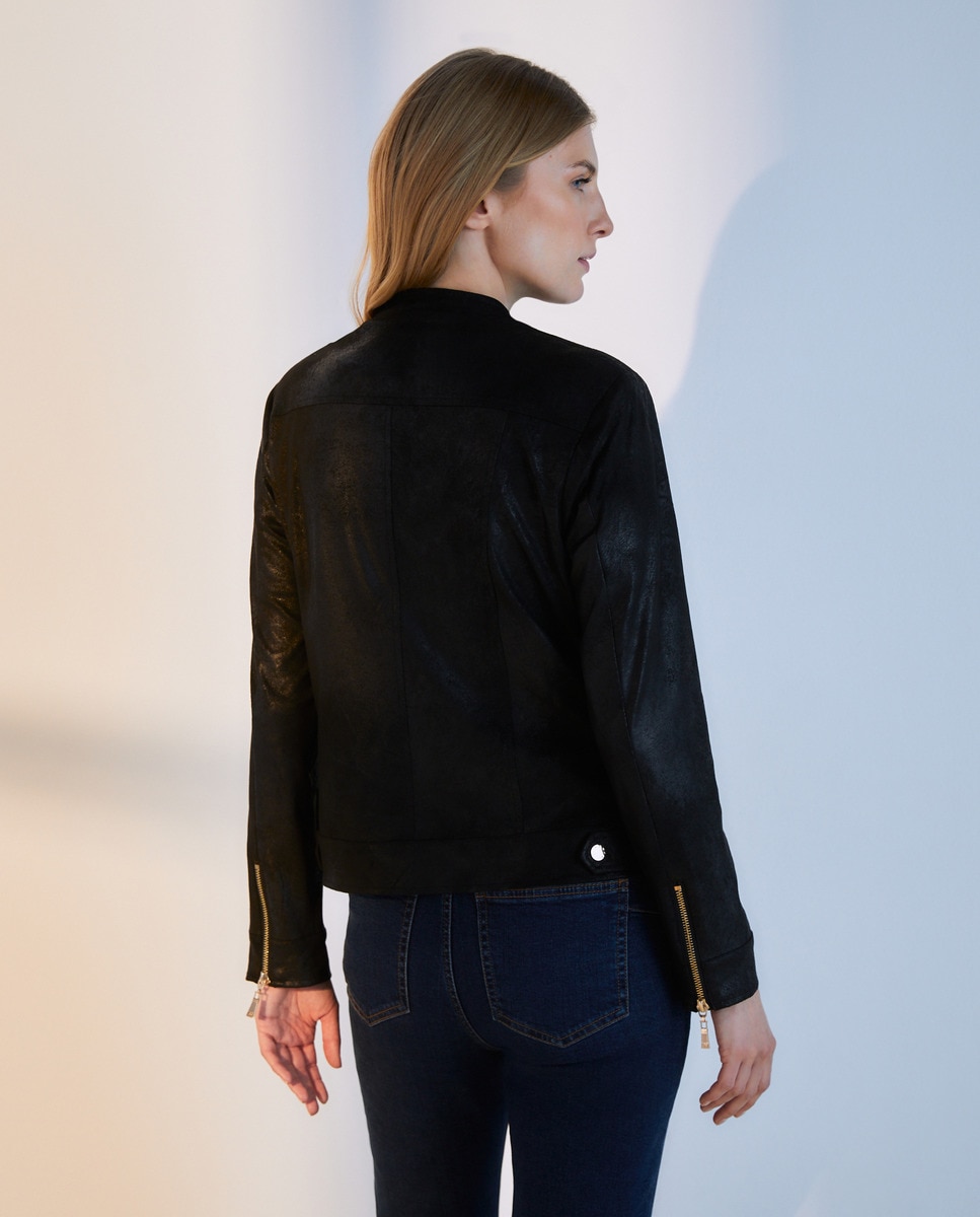 Blusão de Camurcina com Lavagem Preto-6