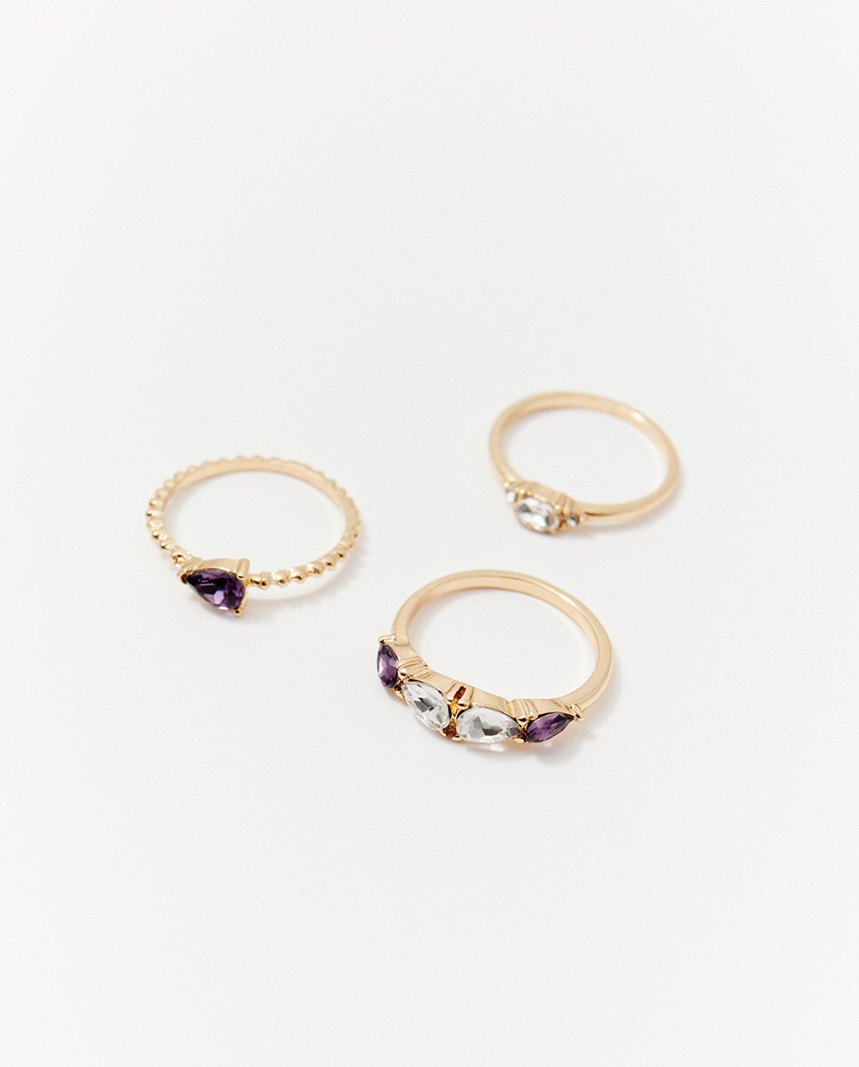 Conjunto de 6 Anéis Delicados Multicolor-3