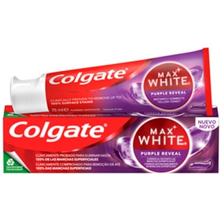 Pasta de Dentes Max White Purple Reveal embalagem 75 ml - Colgate