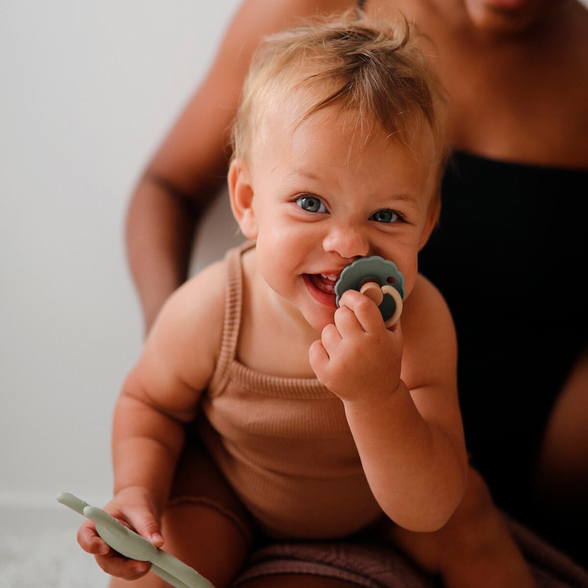 Chupetas de Tetina Redonda Daisy de Silicone - 2 Unid. Azul Luminoso-3