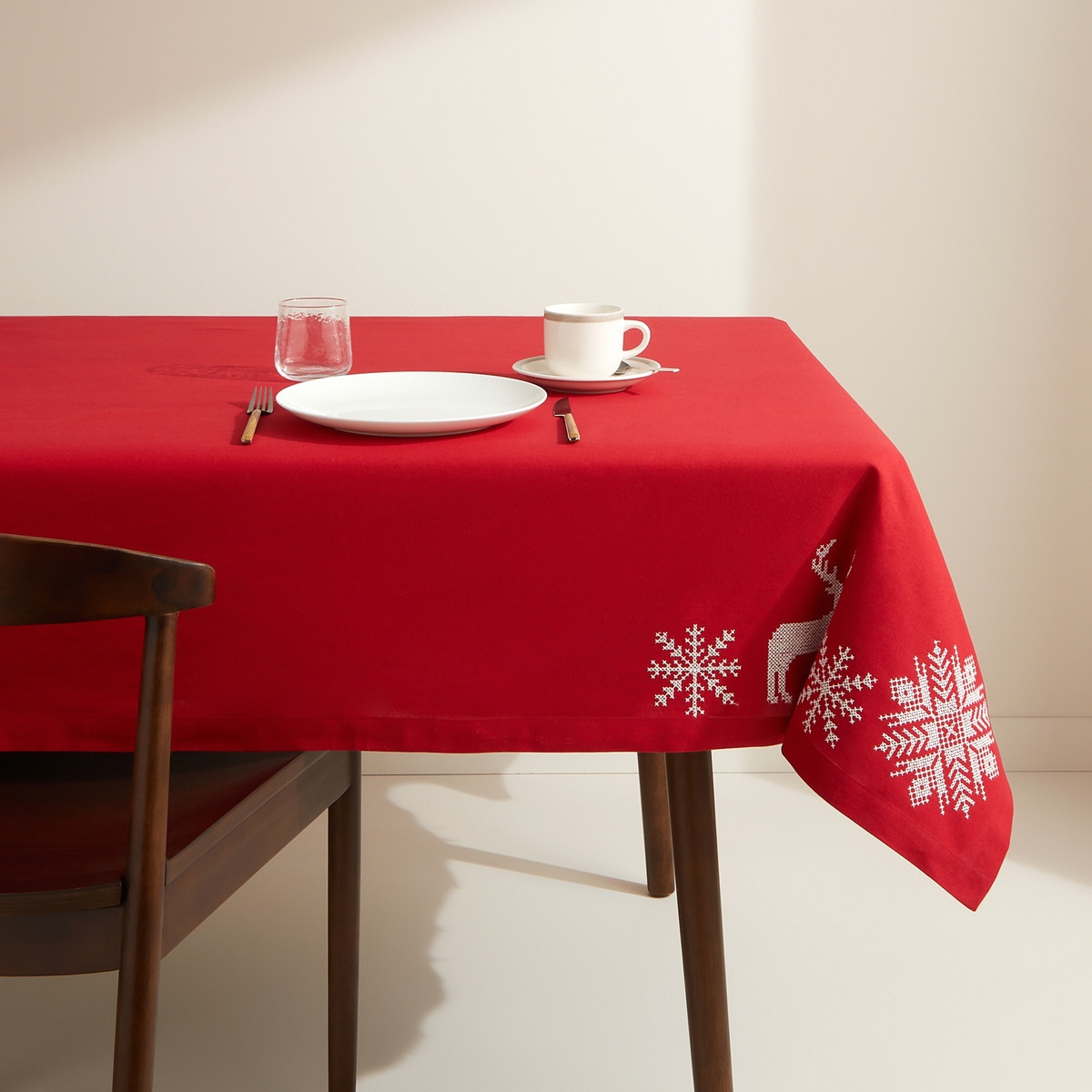 Mantel algodón Lapland El Corte Inglés Rojo-1