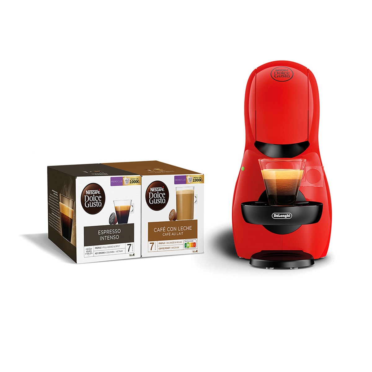 Cafetera de cápsulas manual De´Longhi Piccolo XS EDG210.R+BDL para capsulas Nescafé Dolce Gusto Rojo-1