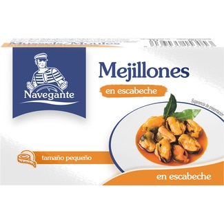 mejillones en escabeche de las Rias Gallegas 18-22 piezas lata 68 g - Navegante