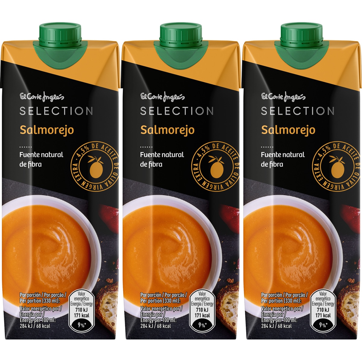 salmorejo con AOVE 4,5% pack 3 unidades 330 ml
