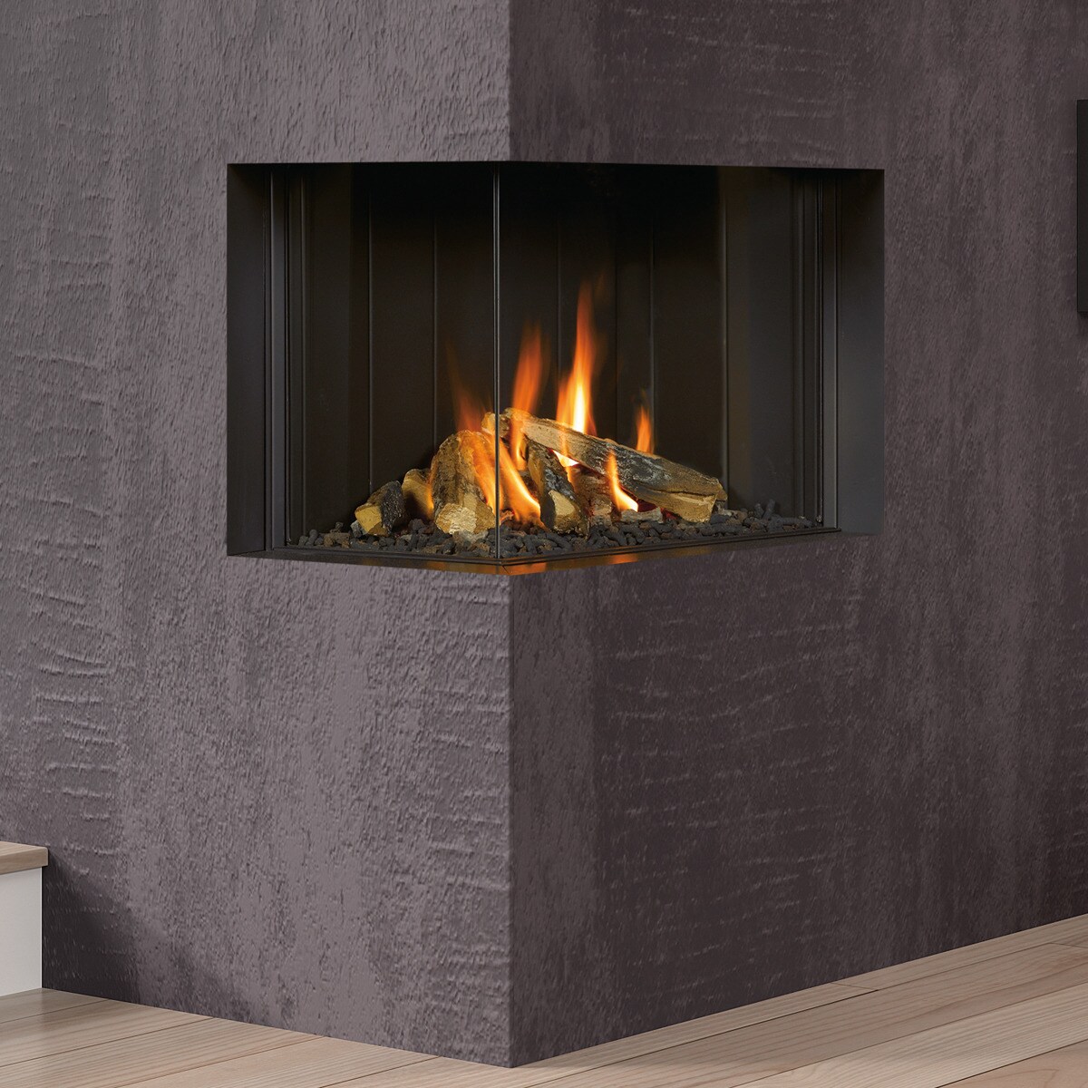 Hogar Gas Natural MG-63/45 Cristal Lateral Izquierdo Madera-2