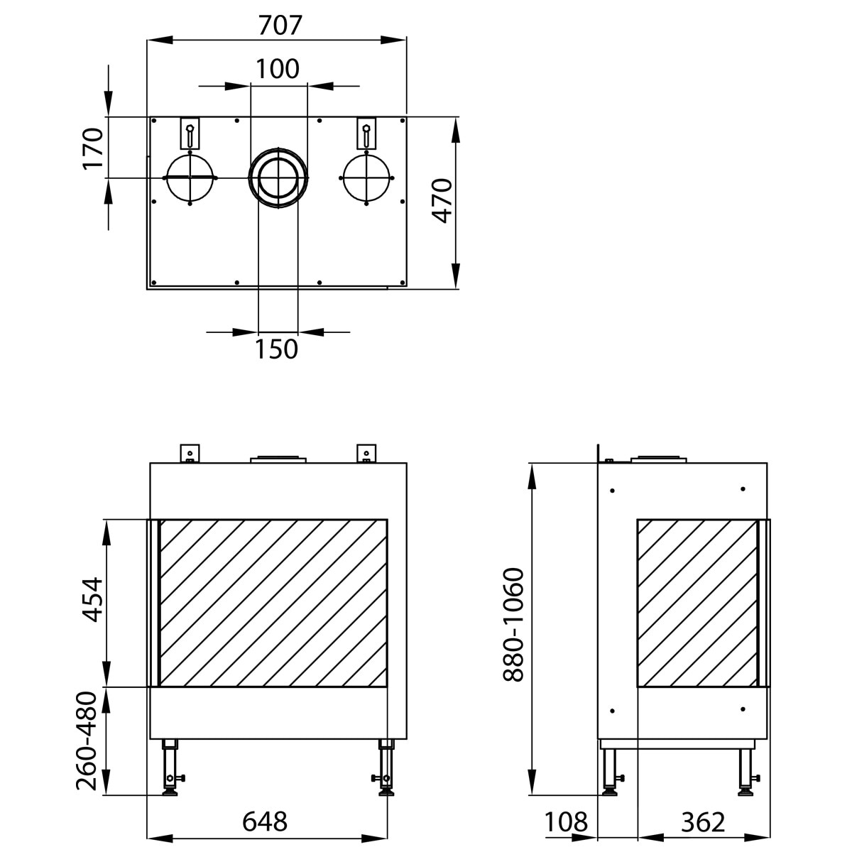 Hogar Gas Propano MG-63/45 Cristal Lateral Izquierdo Madera-3