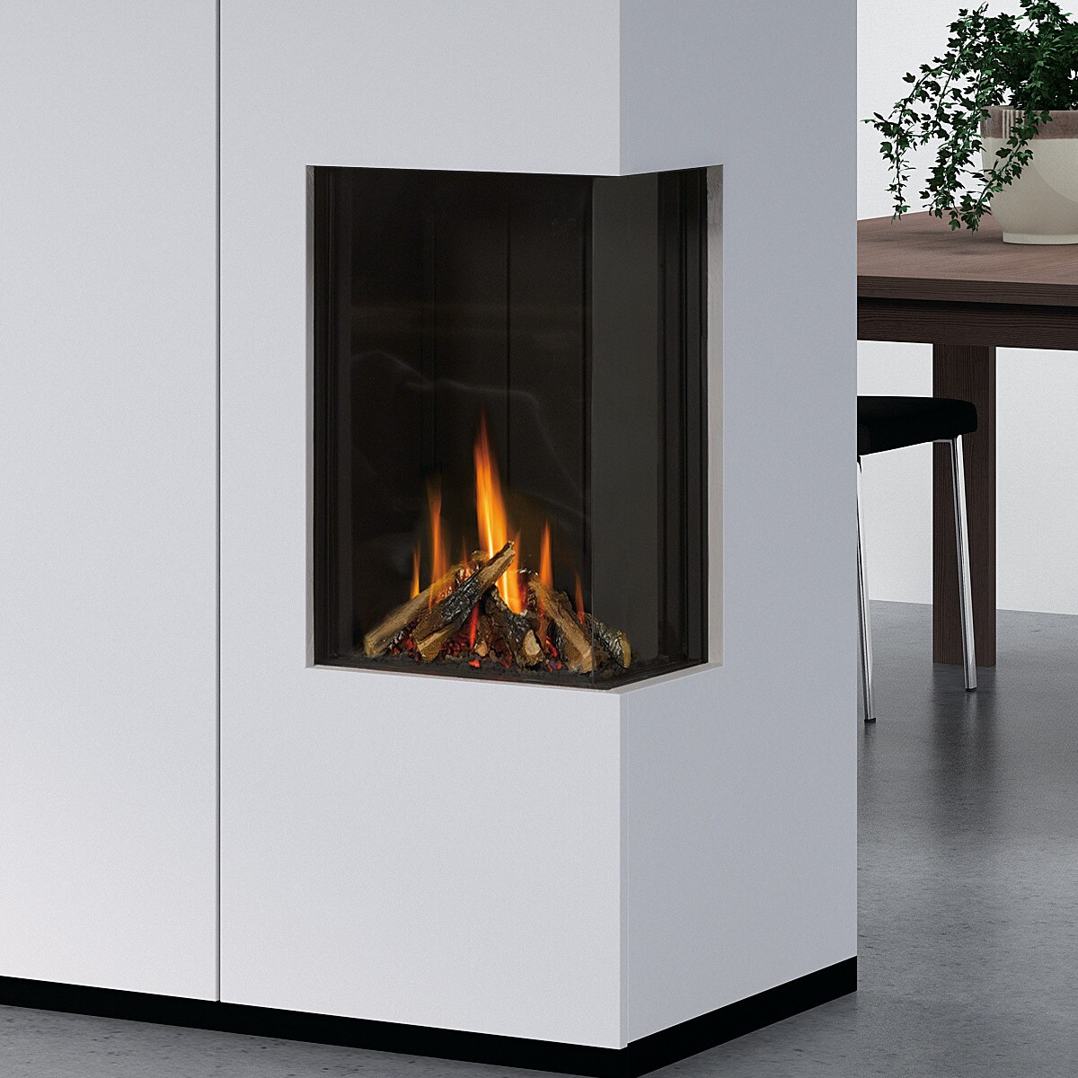 Hogar Gas Propano MG-38/63 Cristal Lateral Derecho Madera-2