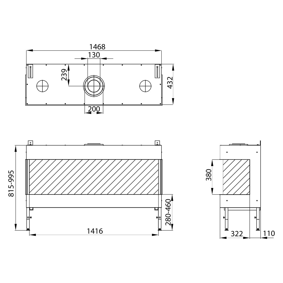 Hogar Gas Propano MG-140/38 TC DQ 3 Caras Madera-3