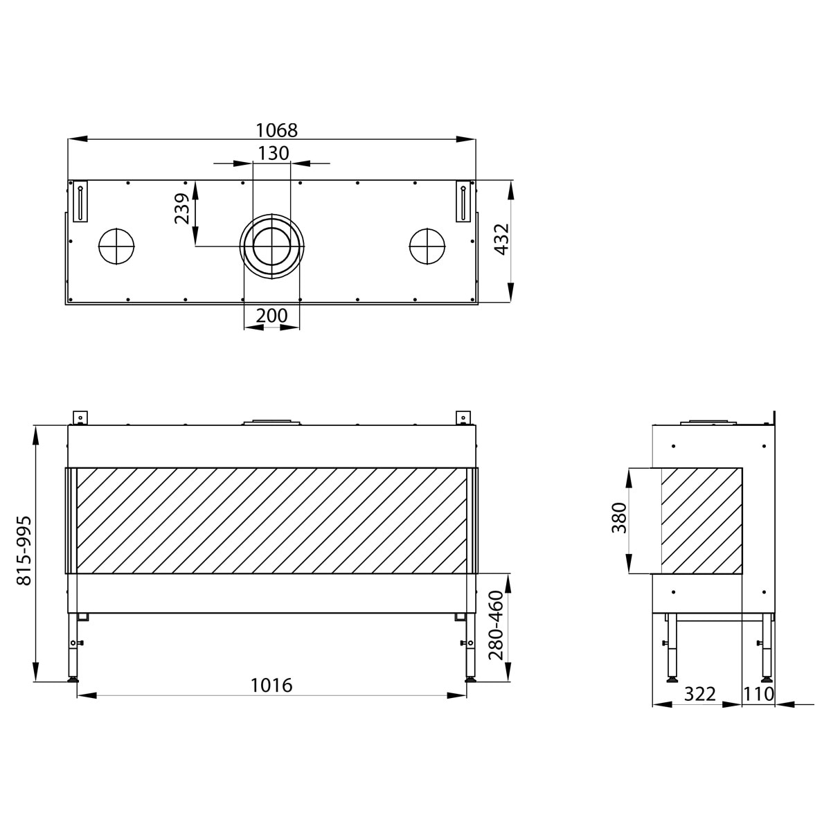 Hogar Gas Propano MG-100/38 TC DQ 3 Caras Madera-3