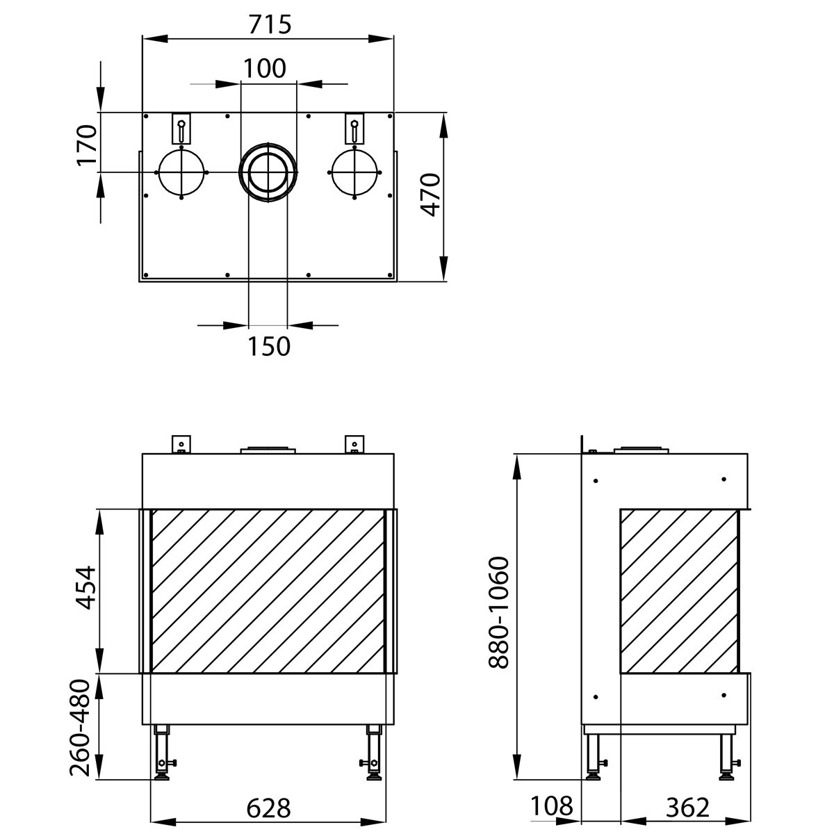 Hogar Gas Propano MG-63/45 TC 3 Caras Madera-3