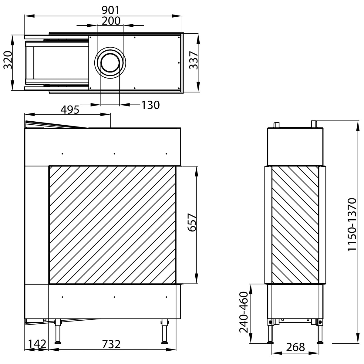 Hogar Gas Natural MG-73/65 en U DQ Madera-4