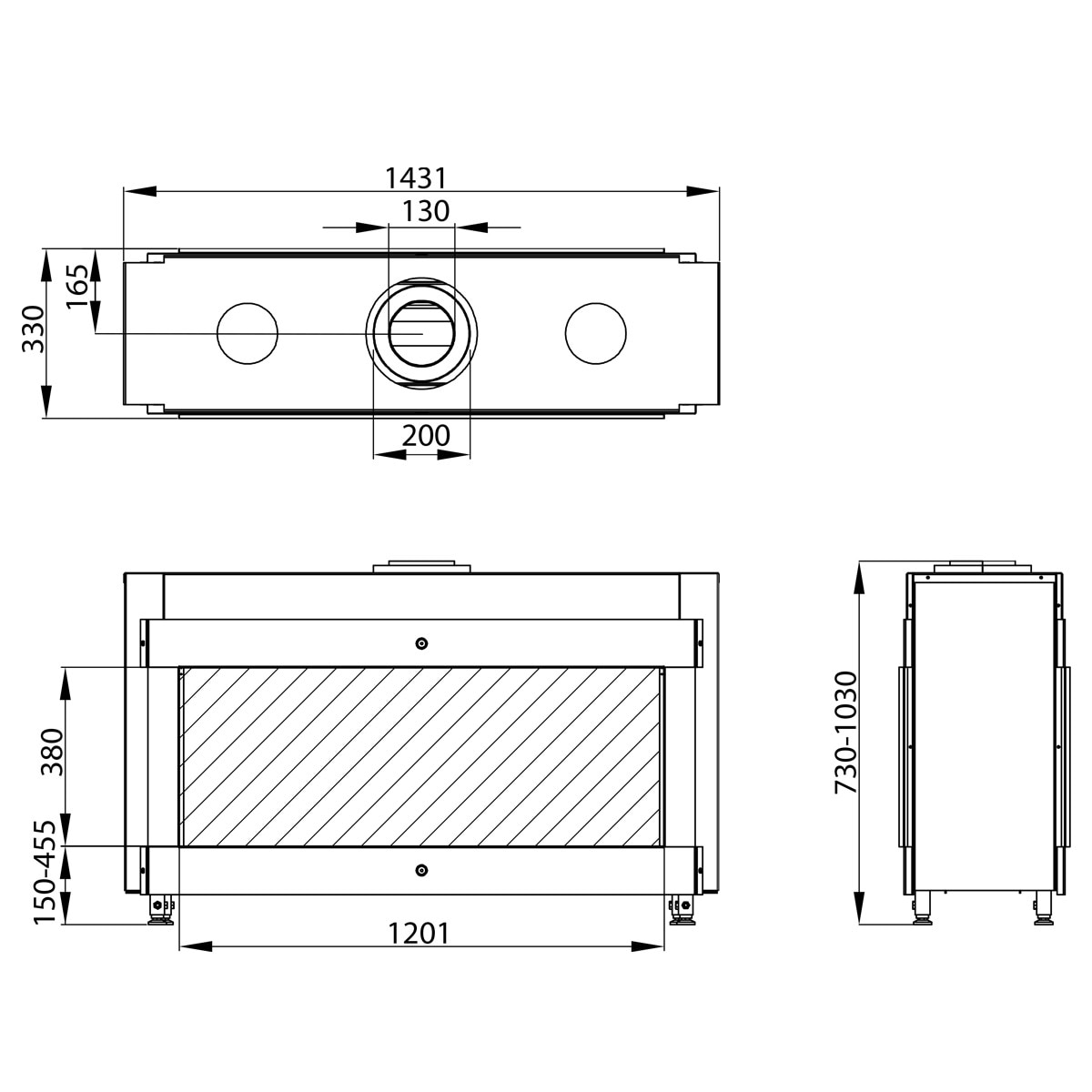 Hogar Gas Natural MG-120/38 Túnel DQ 2 Caras Cristal-4