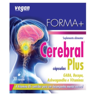 Celebral Plus Gaba, Bacopa, Ashwagandha e Vitaminas embalagem 30 comprimidos - Forma +