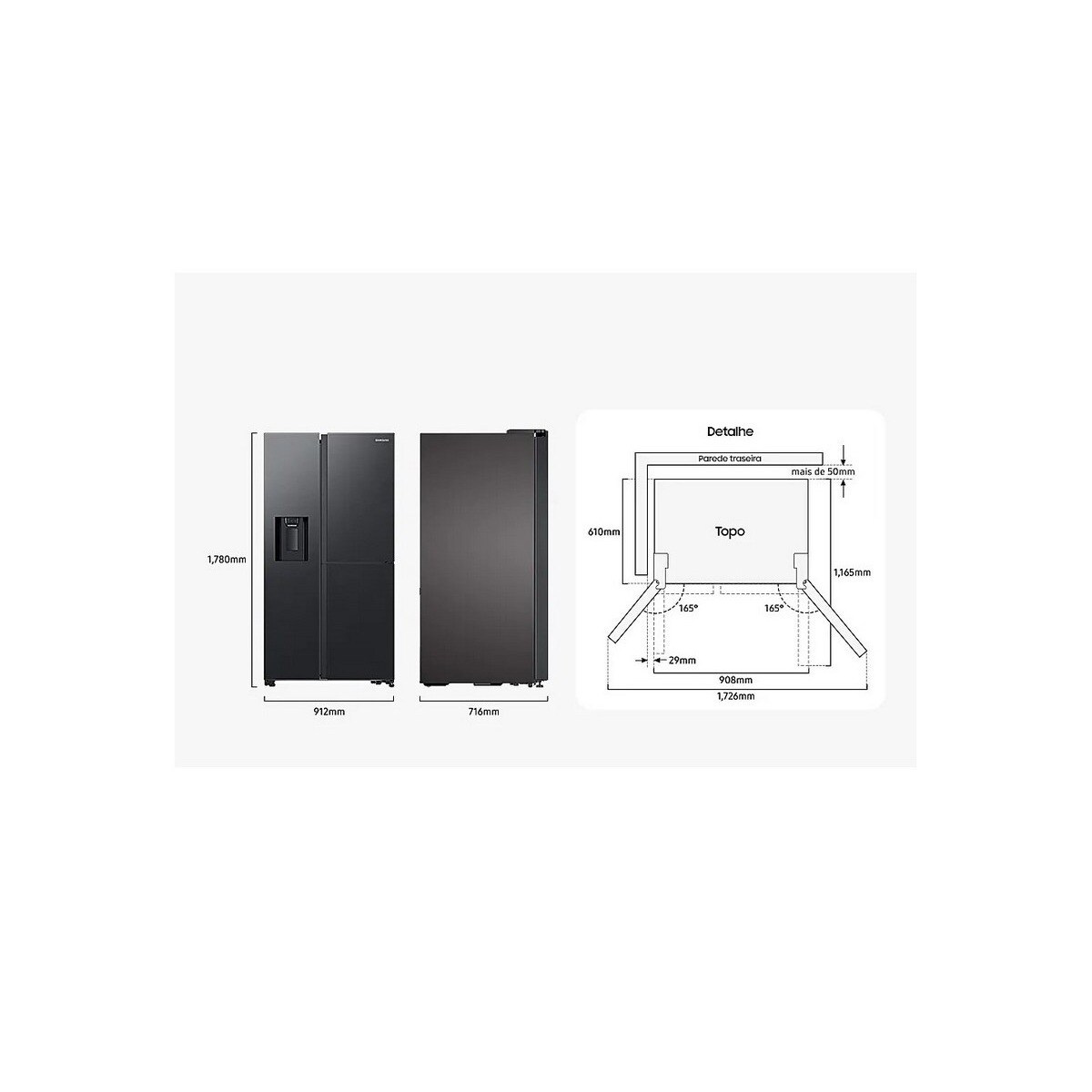 Frigorífico Americano Samsung RH65DG54R3B1 No Frost, Food Showcase de 178 cm - Preto Preto-4