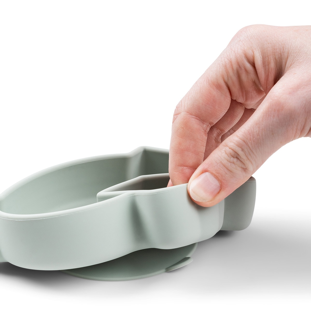 Plato de silicona Done by Deer stick&stay Birdee con ventosa Verde anticuario-3