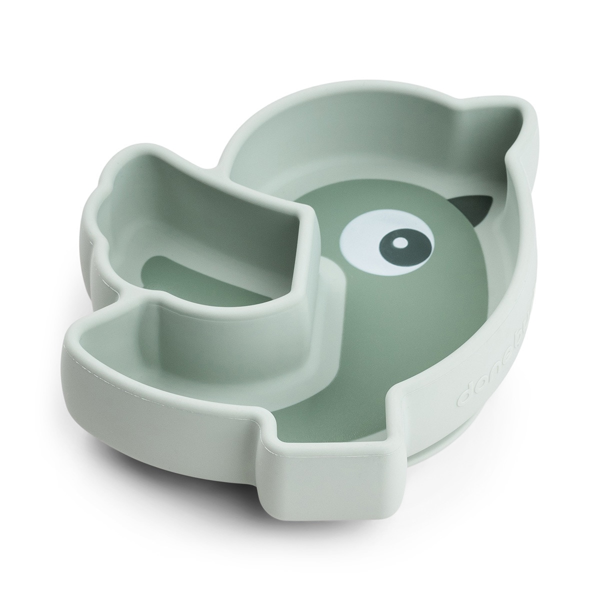 Plato de silicona Done by Deer stick&stay Birdee con ventosa Verde anticuario-2
