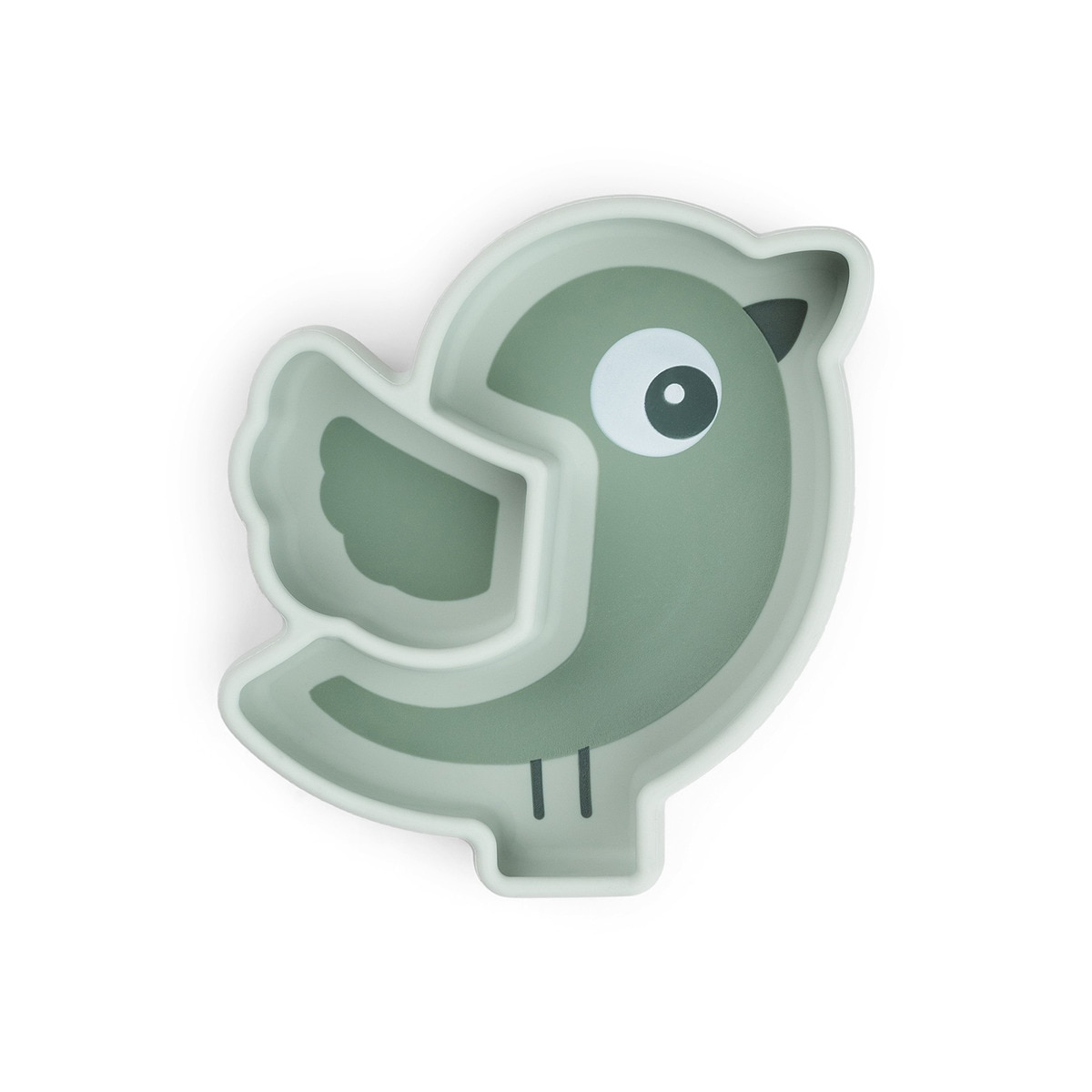 Plato de silicona Done by Deer stick&stay Birdee con ventosa Verde anticuario-1