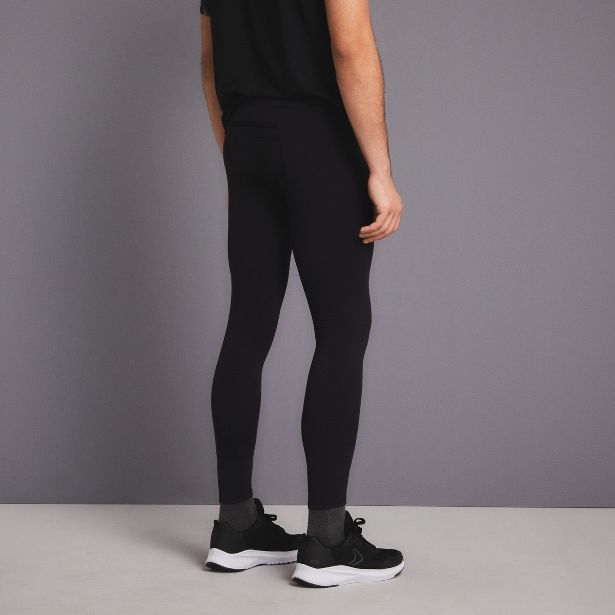 Leggings de Running de Homem em Felpa Preto-3