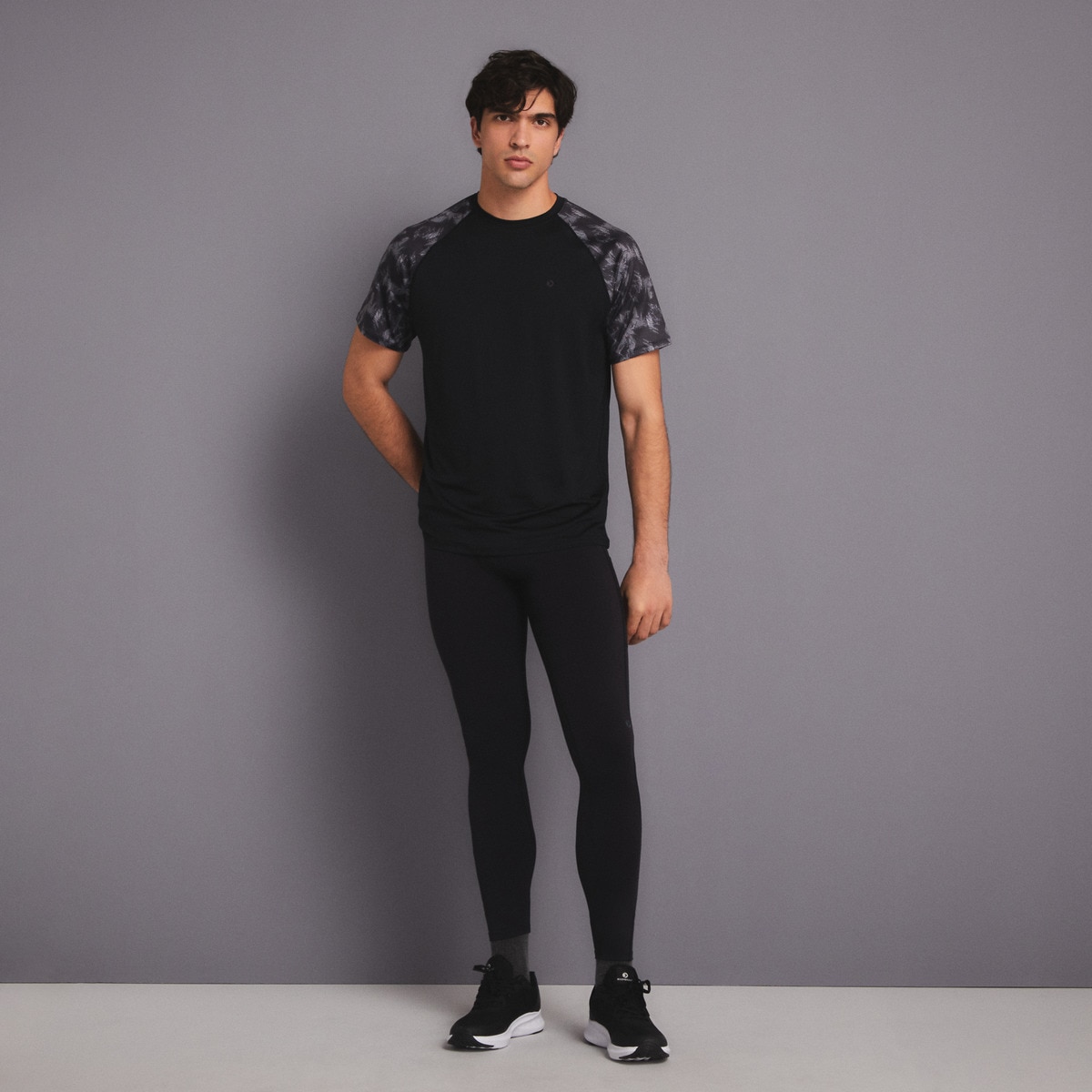 Leggings de Running de Homem em Felpa Preto-1