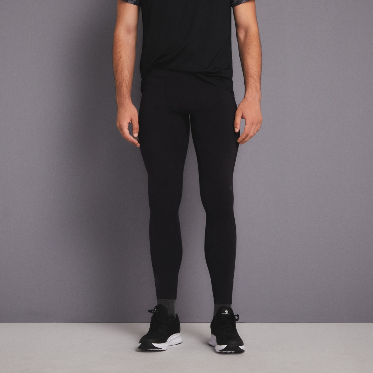 Leggings de Running de Homem em Felpa Preto-2
