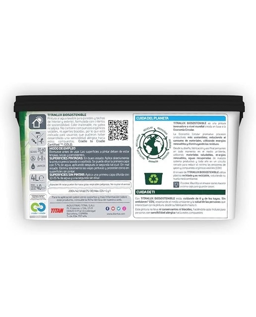Pintura Plástica Mate Blanca Biosostenible 4 l Blanco-7