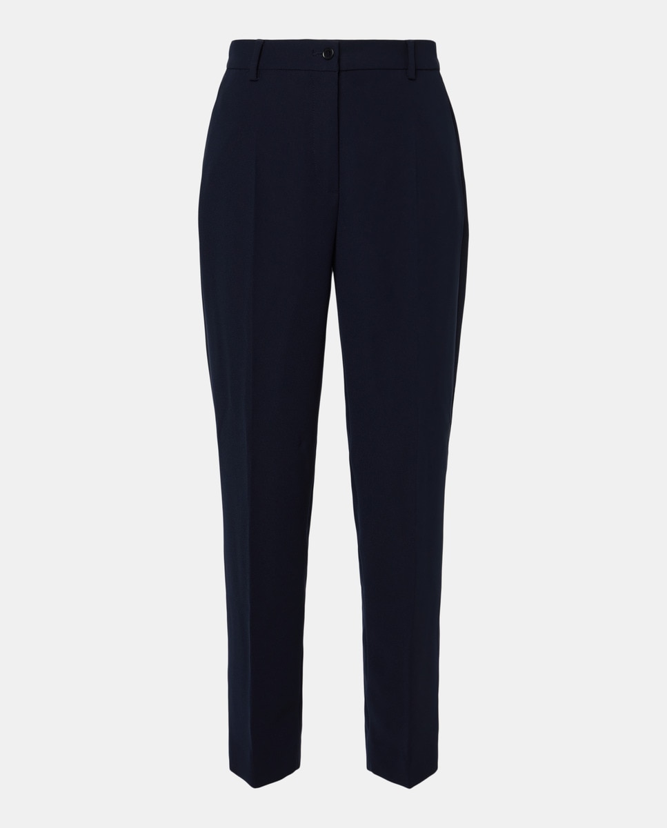 Calças semi skinny com bolsos Azul-marinho-5