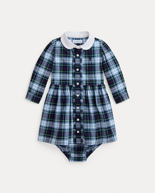 Imagen 0 de Vestido de bebé niña de algodón con cuadros