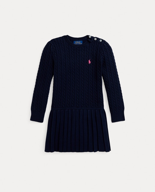 Imagen 0 de Vestido de niña de punto de ochos en azul marino