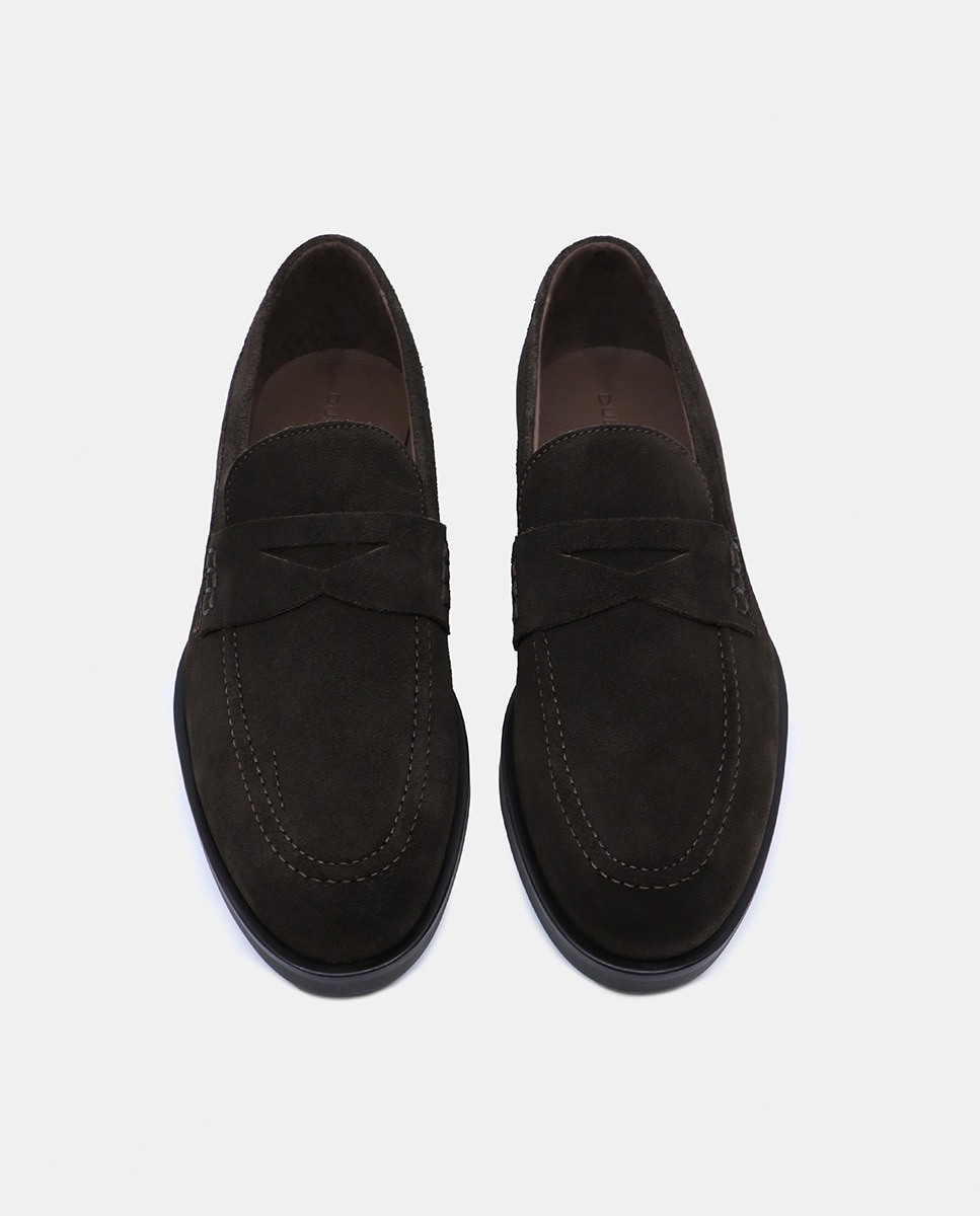 Mocassins em Pele com Travessão Castanho-9